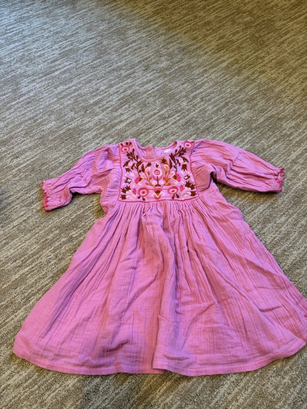 Pink Chicken Girls' Pink Embroidered Cotton Dress